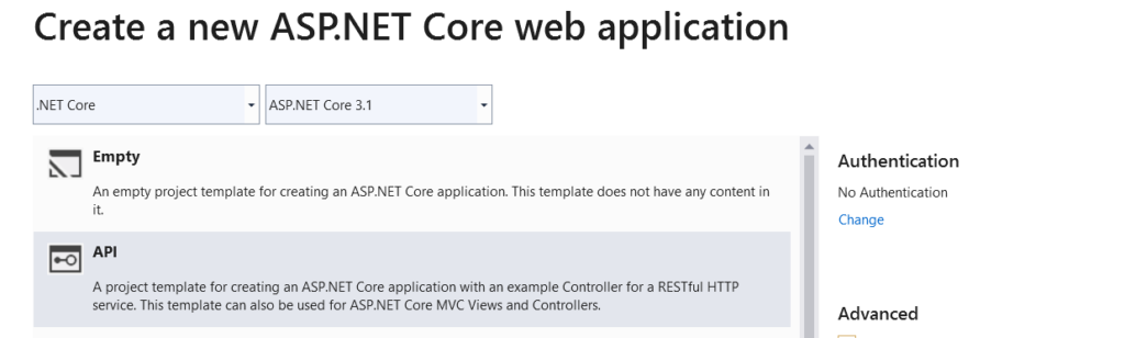 ASP.NET Core 3.1 API Project Creation