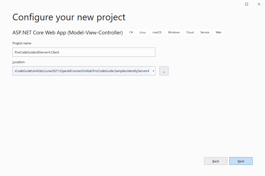 Create ASp.NET Core Project with OpenID Connect