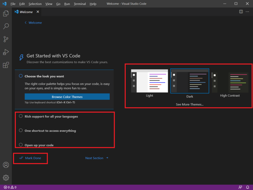 Visual Studio Code - First Time Launch