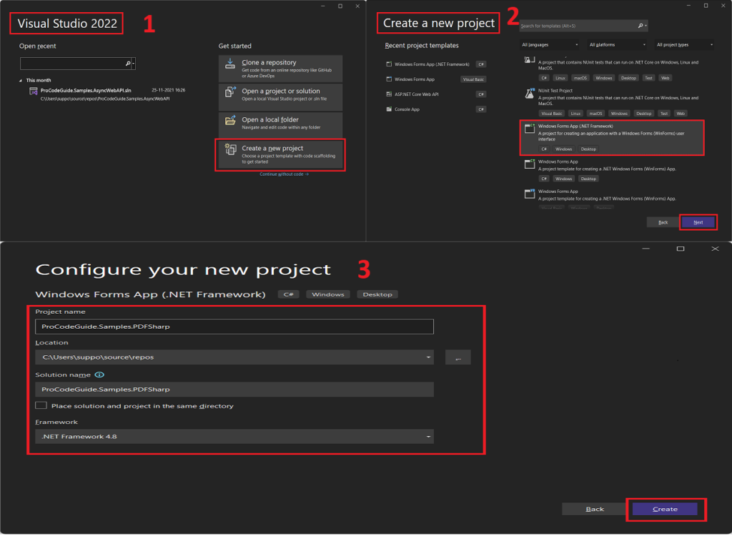 Create Project in Visual Studio 2022